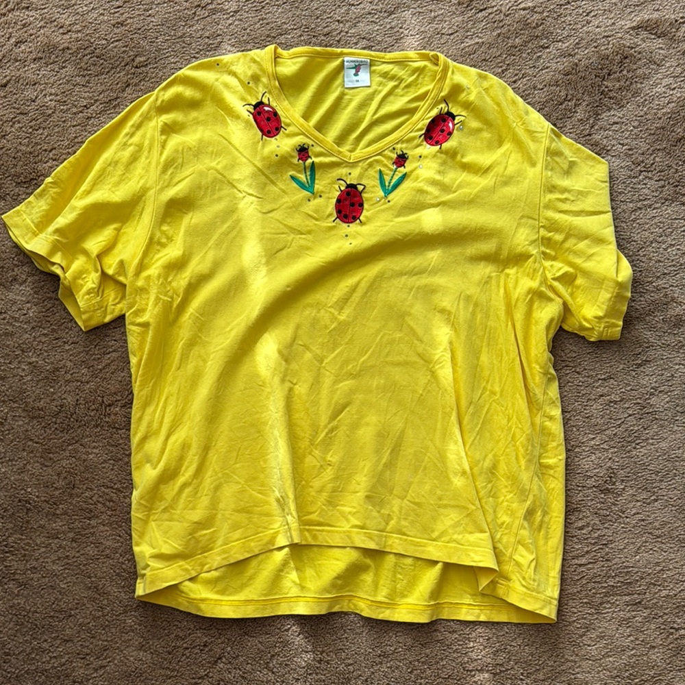 Hummingbird Yellow Embellished Short Sleeve Tee